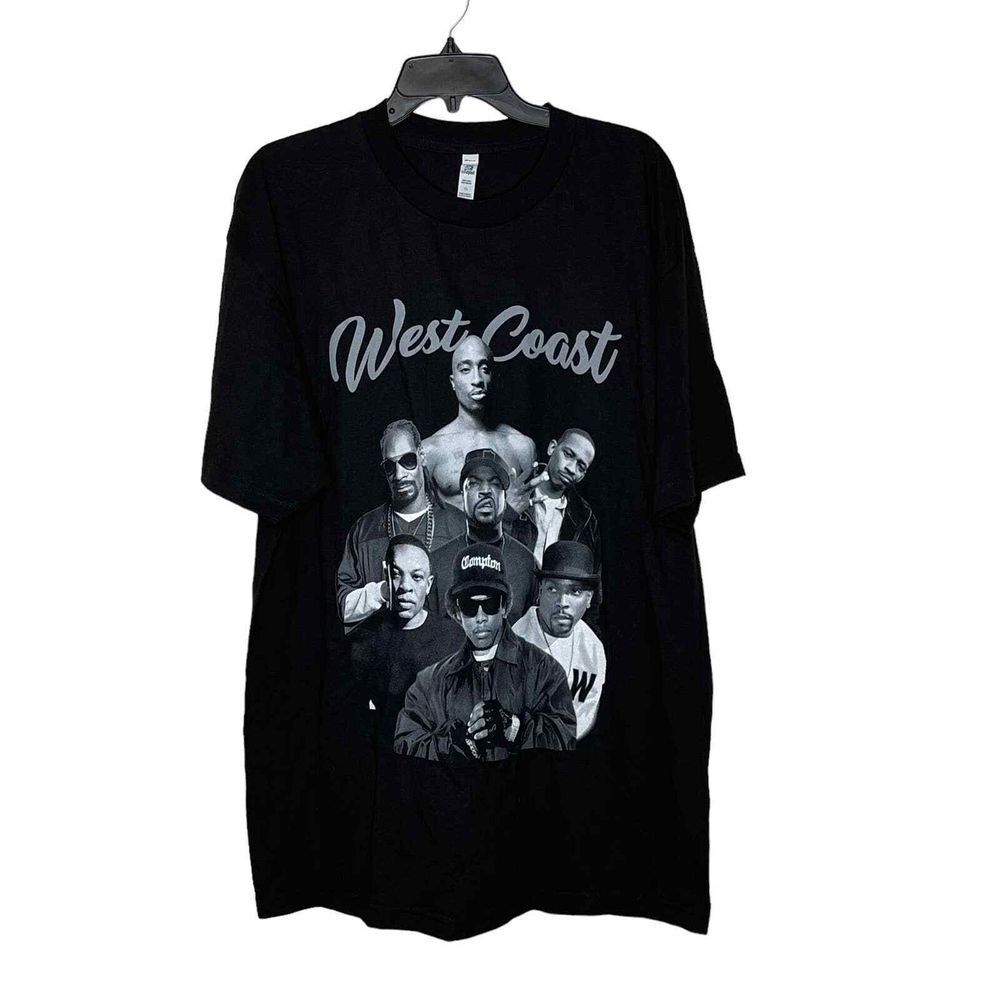 West Coast Rappers T-Shirt Size XL‎ TeeStyled 100% Cotton Black Snoop Dre Tupac